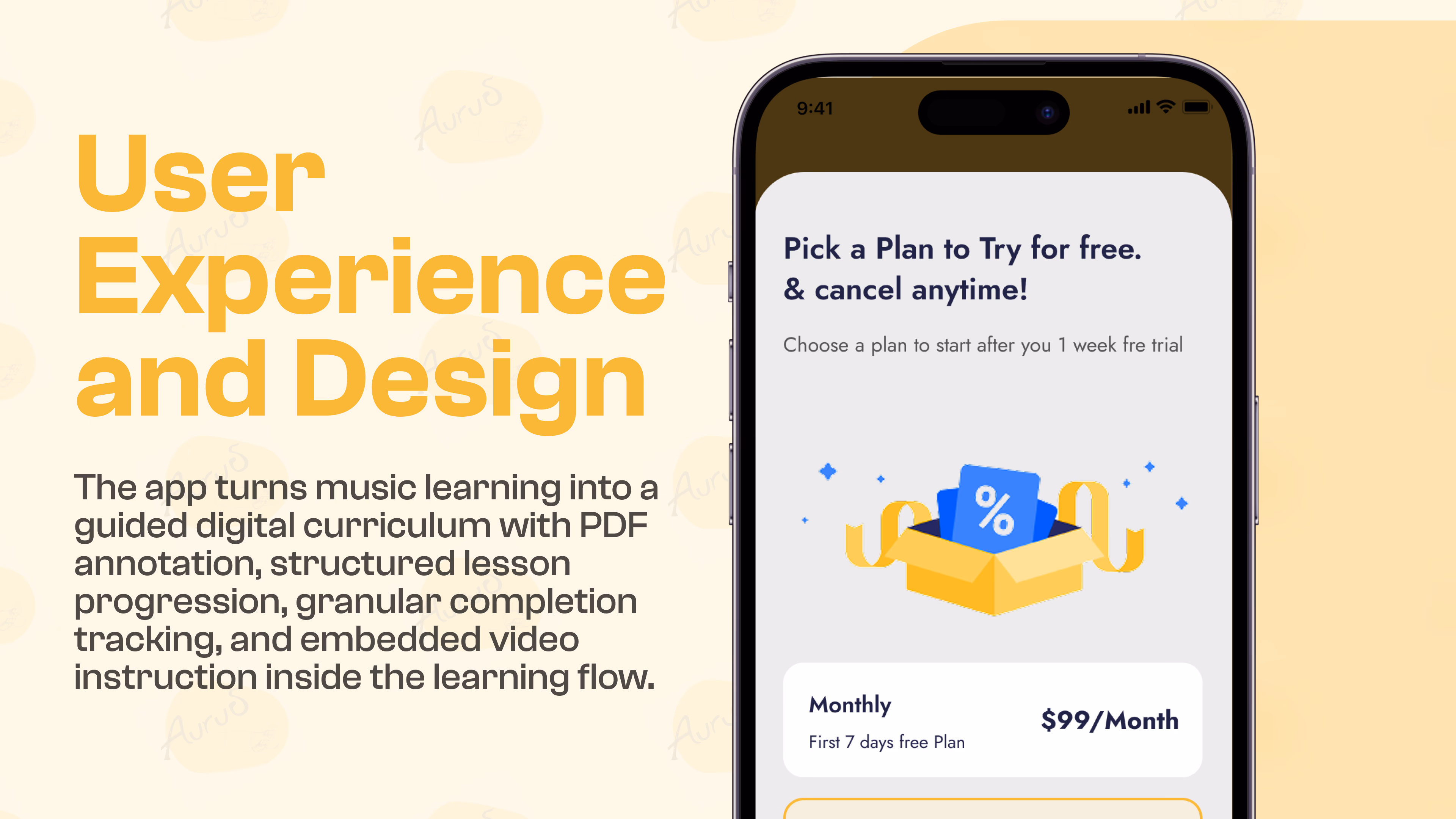 Aurus — Mobile app interface, a case study by Codeable