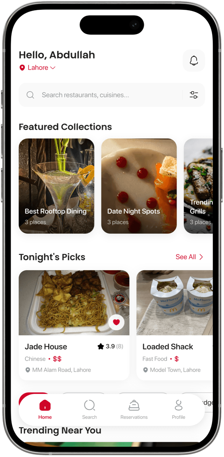Restaurant discovery app built by Codeable