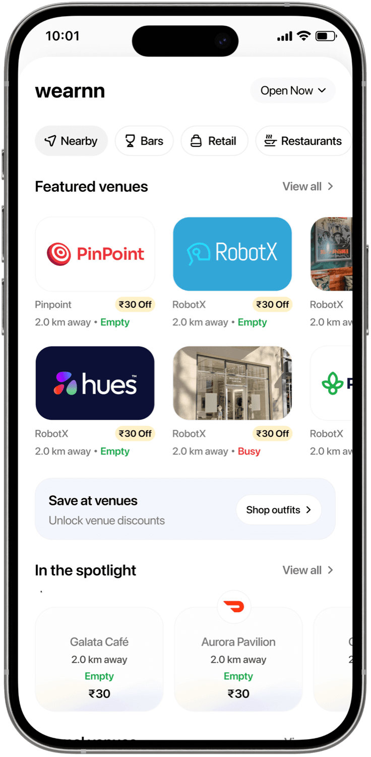Wearnn venues app built by Codeable